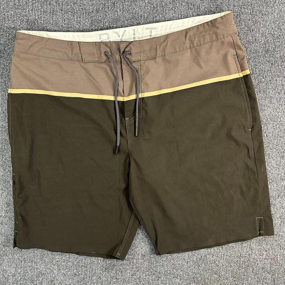 BYLT Men’s Coastal Boardshort California Surfer Muted Tone Stripe Swim Trunk XXL